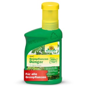 Neudorff Azet Plus Grünpflanzen-Dünger, 250ml Flasche mit gelbem Deckel.