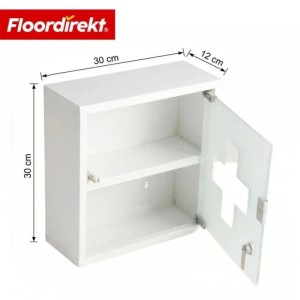Floordirekt Medizinschrank Allen Abschließbarer mit Glastür Weiß 30 x 30 cm 2 Fächer