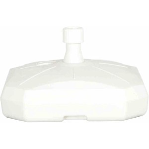 Weißer, befüllbarer Enne Plastica Schirmständer 50L mit Rollen für einfachen Transport.