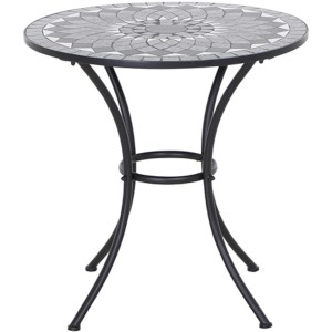 Runder, grauer Siena Garden Gartentisch Como, 60x60 cm, mit Keramikplatte und Stahlgestell.