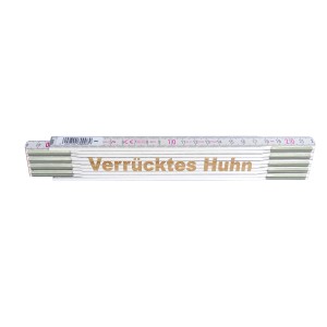 Stabila Zollstock "Verrücktes Huhn", 2m, aus Holz, mit Lasergravur. Messwerkzeug für Heimwerker.
