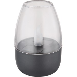 Dunkelgraue Globo LED Solarleuchte mit Flammeneffekt für den Außenbereich.