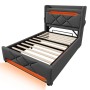 okwish Polsterbett 90x200cm mit LED Stauraum USB Kopfteil Grau ohne Matratze