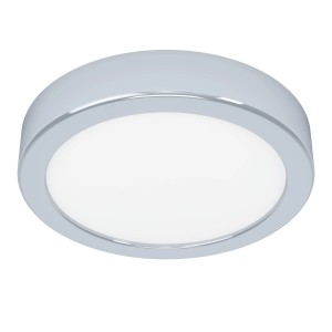 Runde Eglo LED-Deckenleuchte Fueva 5 in Chrom, 16 cm Durchmesser.