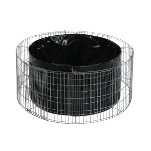 Rundes Bellissa Gabionen-Hochbeet, 40 cm hoch, Drahtkorb mit Folie, leer.