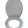 Grauer Wenko WC-Sitz Ottana aus Duroplast mit Edelstahl-Befestigung, geöffnet.