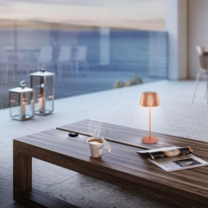 Brilo Akku-Tischleuchte Riffle Dimmbar Touch Kupfer