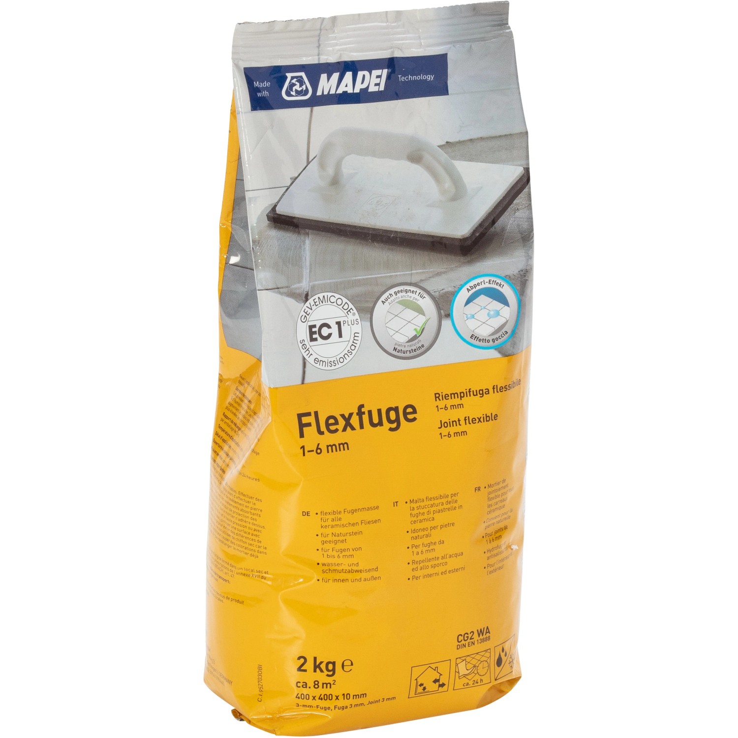 Mapei Flexfuge Anthrazit 2kg für 1-6mm Fugen, flexible Fugenmasse für Fliesen.