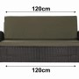 Grünes Gartenkissen-Set für 2-Sitzer Polyrattan-Gartensofa, 120x60x50 cm. Bequeme Sitzauflage.