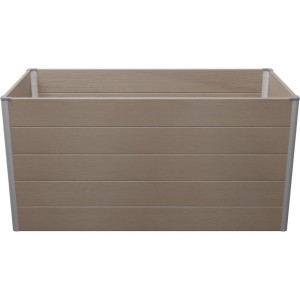 GroJa Hochbeet Solid, 150x70x75 cm, Bi-Color Sand, aus Kunststoff mit Aluminiumprofilen.
