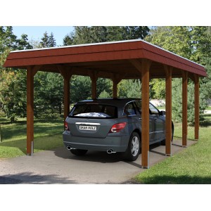 Skan Holz Einzelcarport Holz Nussbaum 345 cm x 589 cm