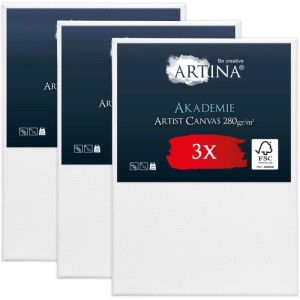 3er-Pack Artina Akademie Keilrahmen, 50x70 cm, weiße Leinwand, ideal zum Malen.