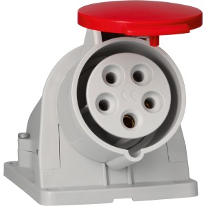 Schneider Electric CEE-Wandsteckdose, 5-polig, 16A, mit rotem Deckel. Wandmontage.