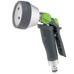 Geka Multibrause Plus 3S Grau: Gartenbrause mit 3 Sprühbildern und grauem Griff.