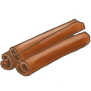 Illustration von drei Zimtstangen, Gewürz für Küche & Backen.