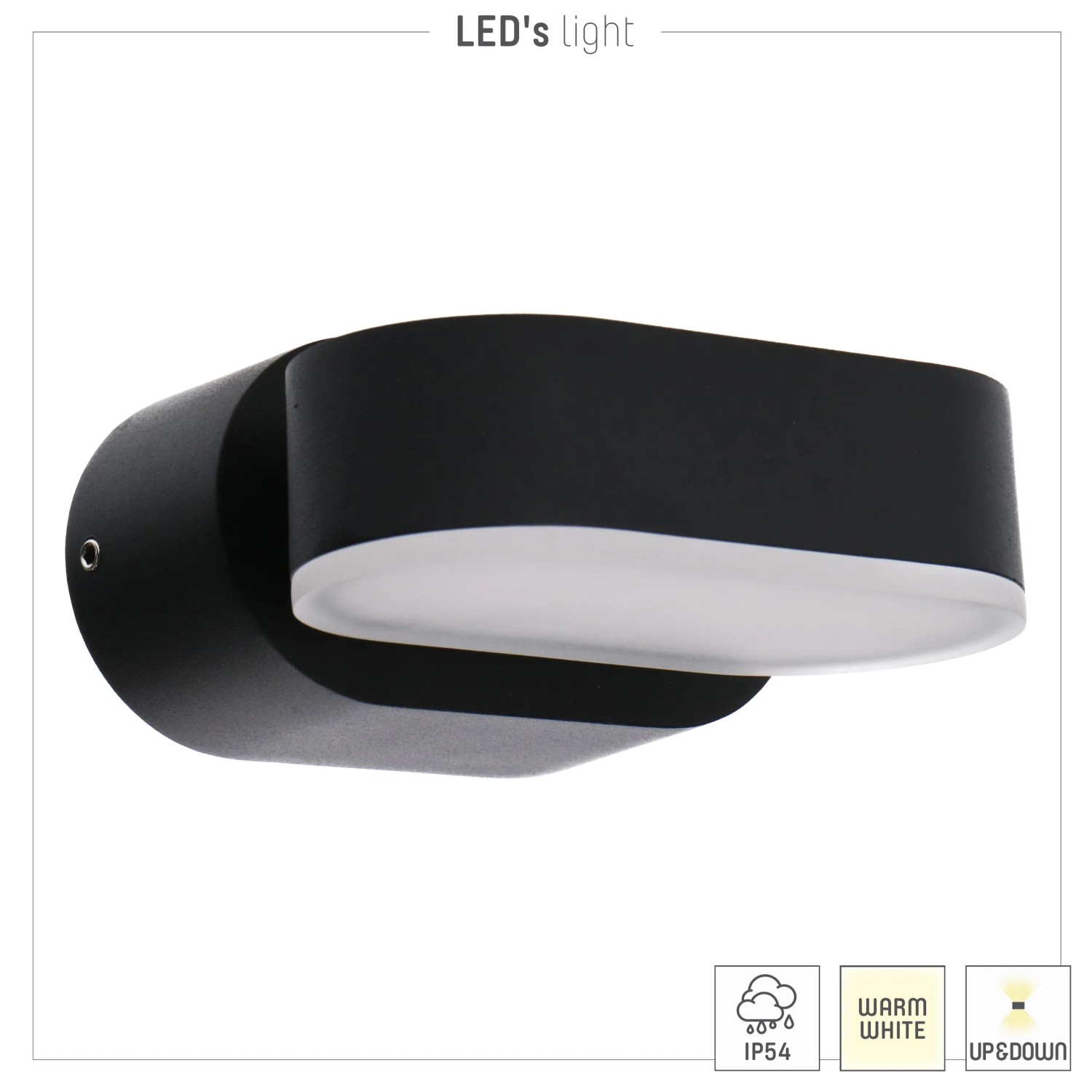 Ovale, drehbare LED Außenwandleuchte in Schwarz von LED`s light für flexible Beleuchtung.