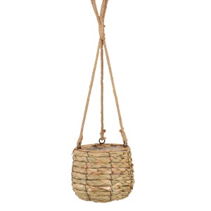 A.H.G. Blumenampel Seegras mit Hanfseil und Polybeutel Ø 17 x 16 cm Beige-Natur