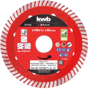 kwb Diamant-Trennscheibe Dünn, 115x1,2 mm für Winkelschleifer. Zum Schneiden von Stein, Beton, Fliesen.