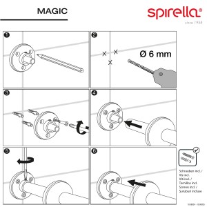 Montageanleitung für Spirella Magic Duschstange 80x80 cm Chrom, Schritte zur Installation.