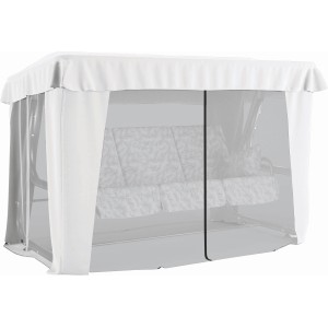 Moskitonetz für 3-Sitzer Hollywoodschaukel Jerona, weißes Polyester, Insektenschutz.