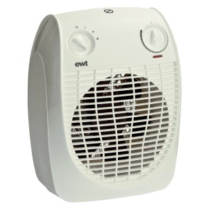 Weißer Schnellheizer PF 120 TLS mit Lüftungsgitter und zwei Drehreglern.