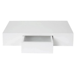 Weißes MCW Wandregal Cher mit Schublade, 8x40x25 cm.