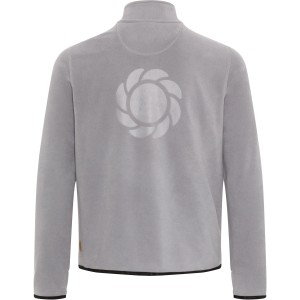 Graue Gardena Herren Fleecejacke Vapor, Arbeitskleidung mit Logo auf dem Rücken.