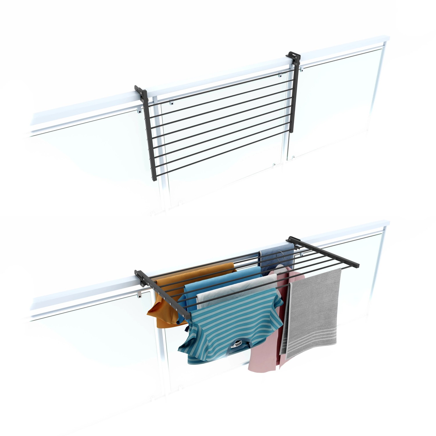 Foxydry Balkon Wäscheständer Beidseitig Klappbar Wetterfest 102 cm Grau kaufen bei OBI