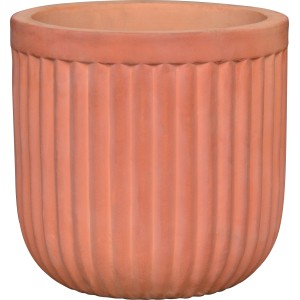 Strukturierter Terrakotta Pflanztopf in Natur, 21x21x20 cm. Rustikaler Übertopf für Innen und Außen.