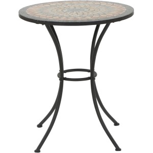Runder, schwarzer Siena Garden Gartentisch Prato (Ø 60 cm) mit Mosaik-Tischplatte.