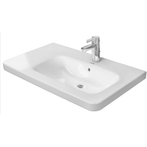 Weißes Duravit DuraStyle Möbelwaschbecken, 80 cm, mit Hahnloch für Einlocharmatur.