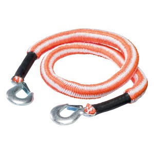 OBI Abschleppseil 2,5 t, rot-weiß, mit zwei Haken für Pannenhilfe.
