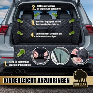 BigDean Premium Kofferraum Schutzmatte Mit Seiten Und Stoßstangenschutz Kofferraumschutz Hund Schmutz Und Wasserabweisend Hundedecke Auto Kofferraum