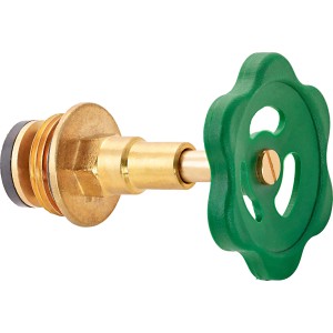 Oberteil für Schrägsitzventil, 33,3 mm (G 1), Messing mit grünem Handrad.