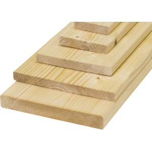 Stapel gehobelter Fichte/Tanne Bretter, 19x144x1000 mm, ideal für Hobby und Basteln.