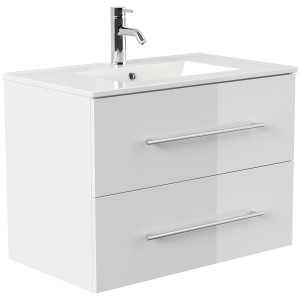 Posseik Badmöbel Homeline 80 Weiß Hochglanz