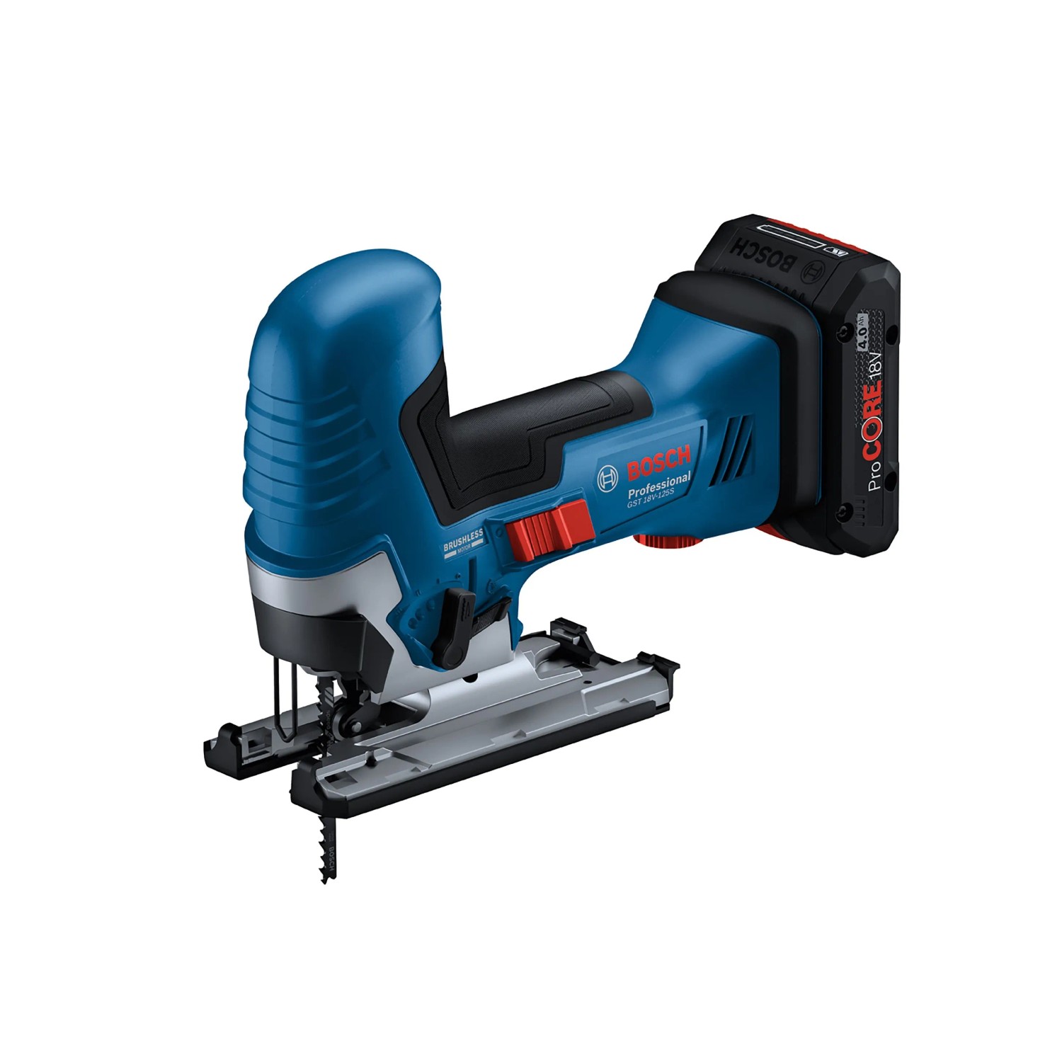 Bosch Professional Akku-Stichsäge GST 18 V-125 S, blau-schwarz, mit Stabgriff. Leistungsstarke kabellose Stichsäge.