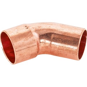 Löt-Bogen Ø 22 mm aus Kupfer, 45-Grad-Winkel für Kupferrohr-Verbindungen.