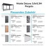 Weide Deluxe Aluminium Pergola 3,6x5,3m in Anthrazit mit Lamellendach und Zubehör-Optionen.