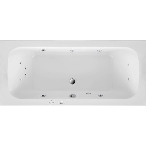 Ottofond Whirlpool Malta Komfort, 180x80 cm, weiße Acryl-Badewanne mit Hydromassage-Düsen.