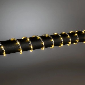 Konstsmide Lichterschlauch Mini, 5m, mit warmweißen LEDs in transparentem Schlauch um schwarzen Stab. Außen-Lichterkette.