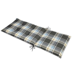 6er Set Beautissu Hochlehner Auflagen Sunny BK, 120x50x6cm, blau kariert, mit Befestigungsschnüren.