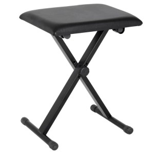 HOMCOM Klavierhocker schwarz, höhenverstellbar, zusammenklappbar, gepolsterter Sitz, X-Gestell.