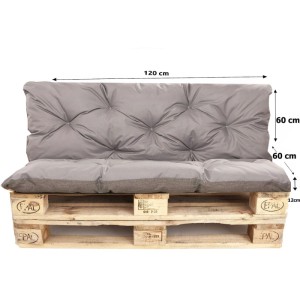 Setgarden Palettenkissen-Set, grau, 120x60 cm, Sitz- und Rückenkissen für Palettenmöbel.