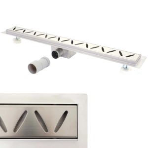 Edelstahl Duschrinne, Bodenablauf mit Siphon und Zubehör, Länge 120cm.