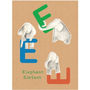 Komar Wandbild ABC Animal E 40x50 cm mit Elefanten und bunten Buchstaben.