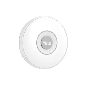 Weiße, kabellose Yale Sirene für Alarmanlagen im Innenbereich. Smart Home Sicherheit.
