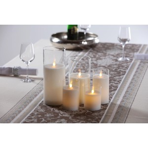 LED Kerzen Echtwachs im Glas, weiß, verschiedene Größen. Dekorative Tischdeko.