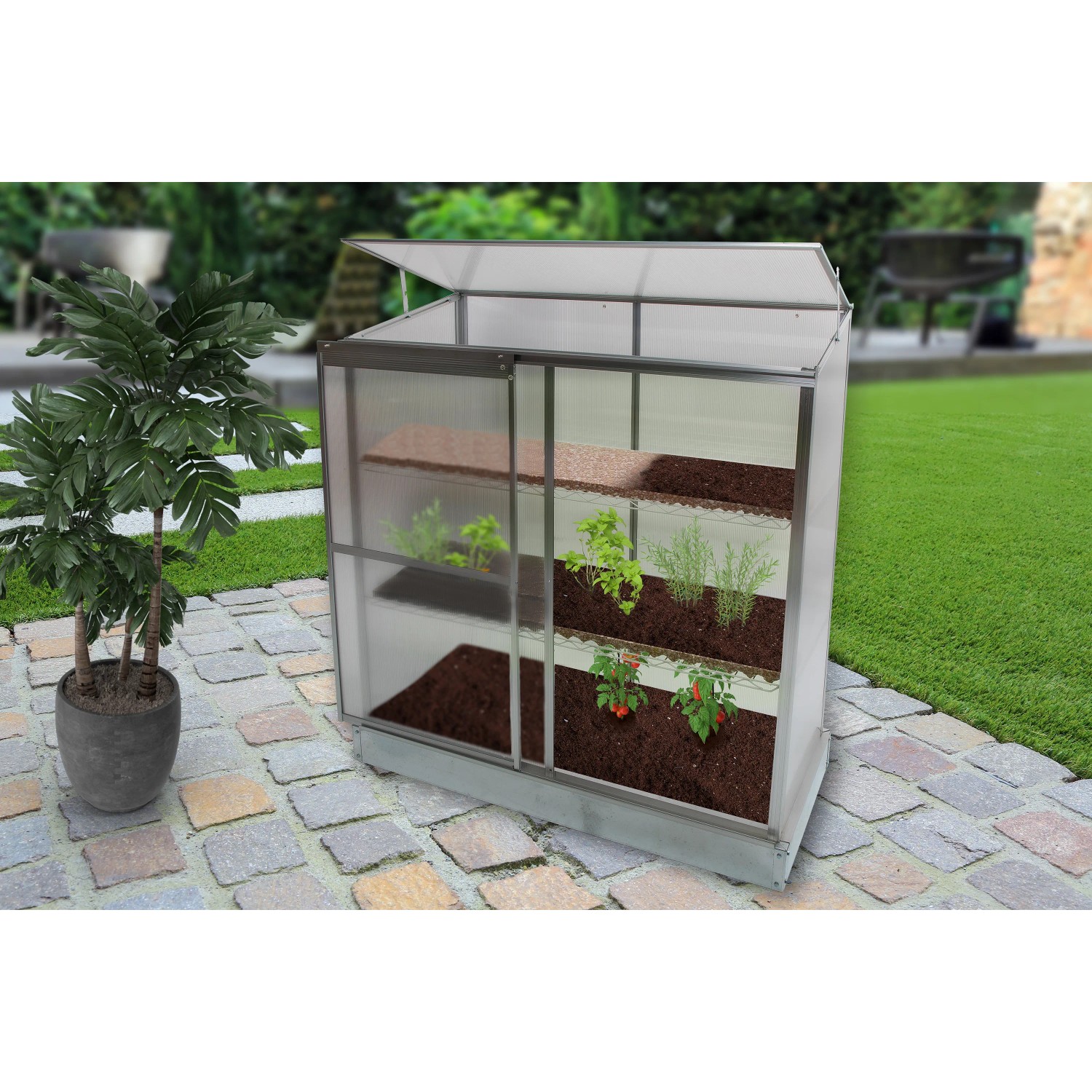 blumenstnder grn BACEKOLL 8 Ebenen Blumenstnder 157cm - Metall-Holz Pflanzenregal