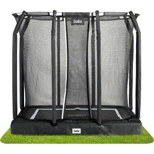 Schwarzes Salta Premium Ground Trampolin, 214x153 cm, mit Sicherheitsnetz für den Garten.